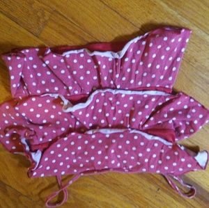 Red and white spot frill top